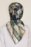 Tesettür giyim HAKİ T 12184-1 ALVİNA DESENLİ EŞARP