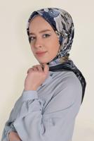 Tesettür giyim LACİVERT T 12184-1 ALVİNA DESENLİ EŞARP
