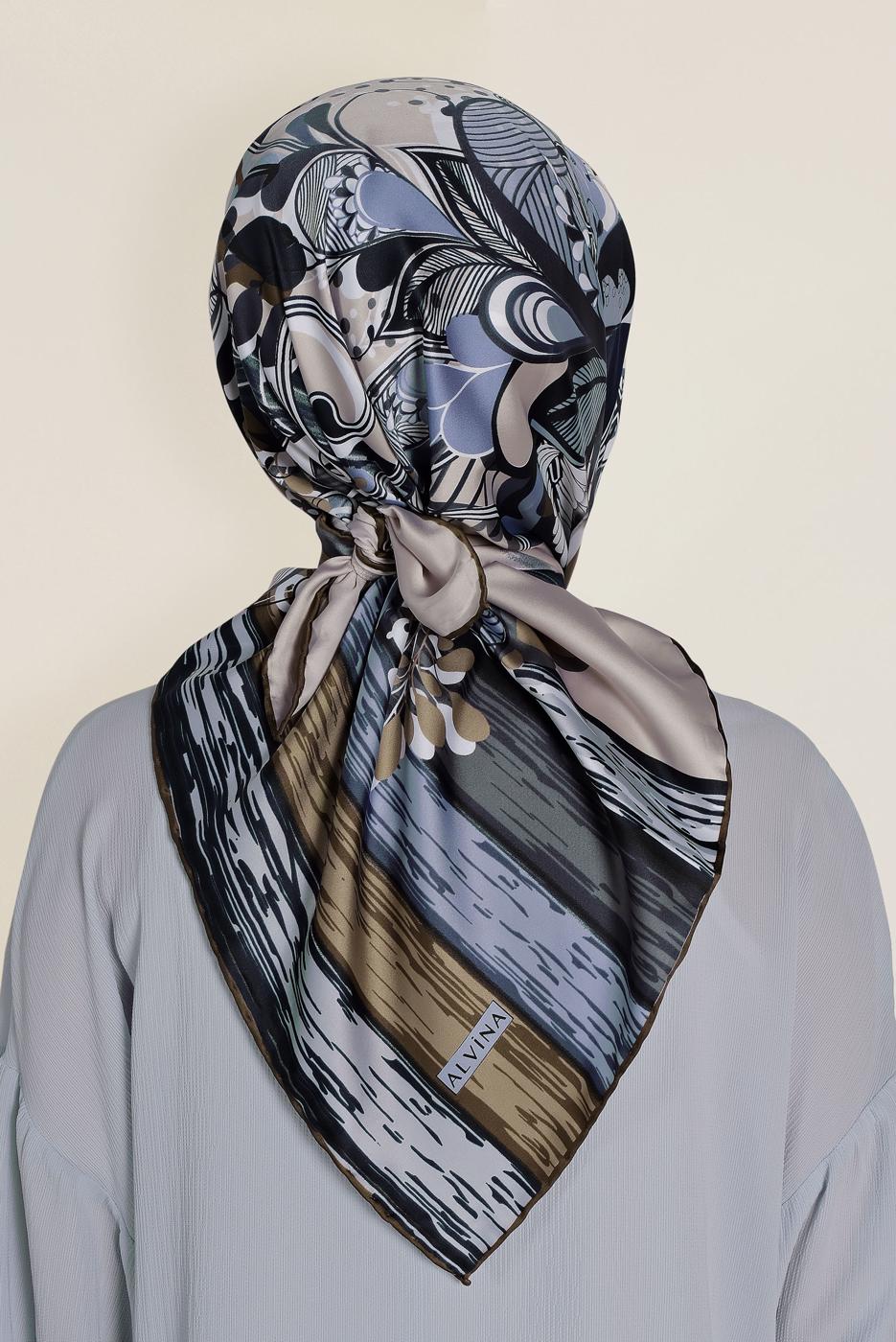 Tesettür giyim LACİVERT T 12184-1 ALVİNA DESENLİ EŞARP