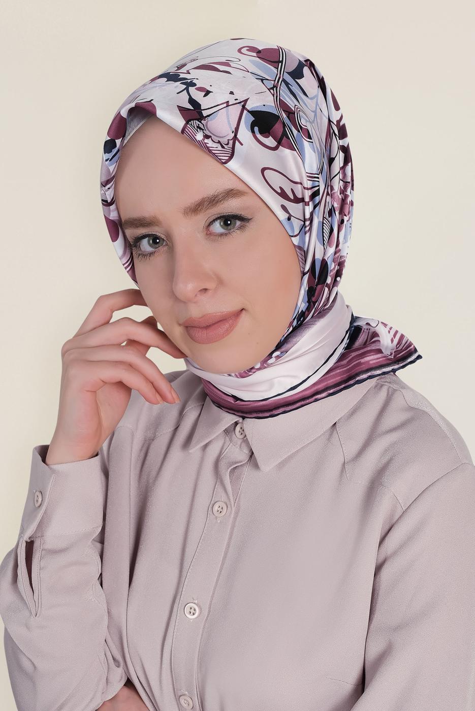 Tesettür giyim PUDRA T 12184-1 ALVİNA DESENLİ EŞARP