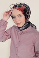 Vêtements hijab NOIR T 12184-1 ALVİNA DESENLİ EŞARP