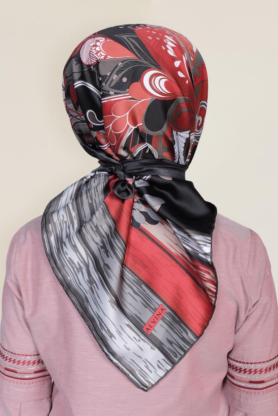 Vêtements hijab NOIR T 12184-1 ALVİNA DESENLİ EŞARP