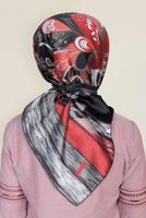 Vêtements hijab NOIR T 12184-1 ALVİNA DESENLİ EŞARP