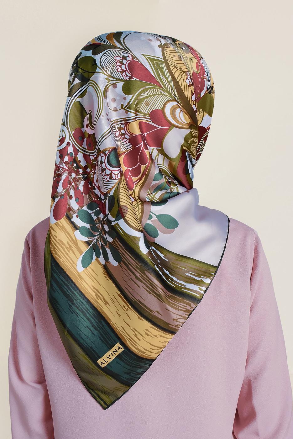 Tesettür giyim YEŞİL T 12184-1 ALVİNA DESENLİ EŞARP