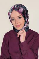 Vêtements hijab BLEU MARINE T 12184-1 ALVİNA DESENLİ EŞARP