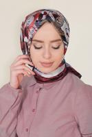 Vêtements hijab GRIS T 12184-1 ALVİNA DESENLİ EŞARP