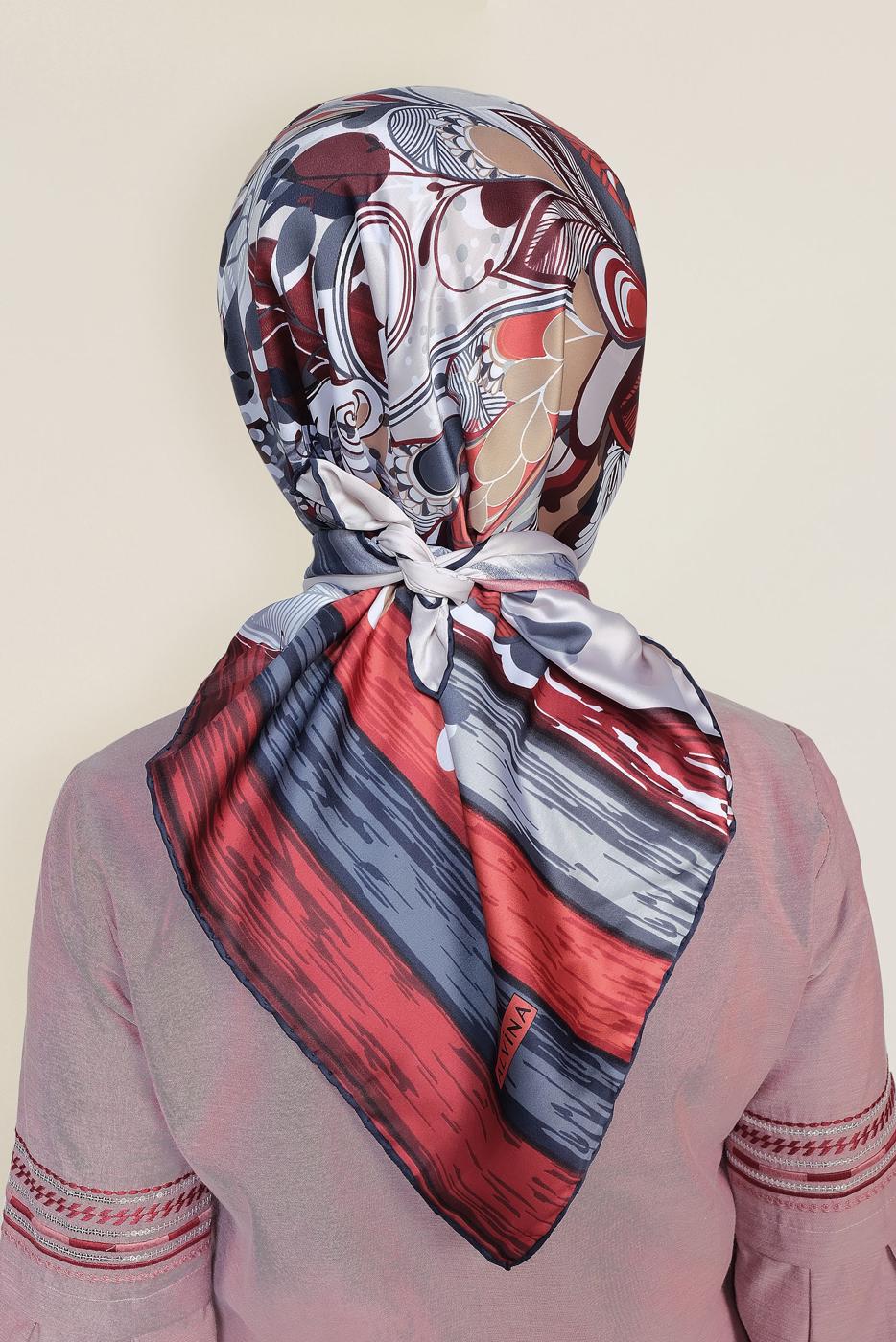 Vêtements hijab GRIS T 12184-1 ALVİNA DESENLİ EŞARP