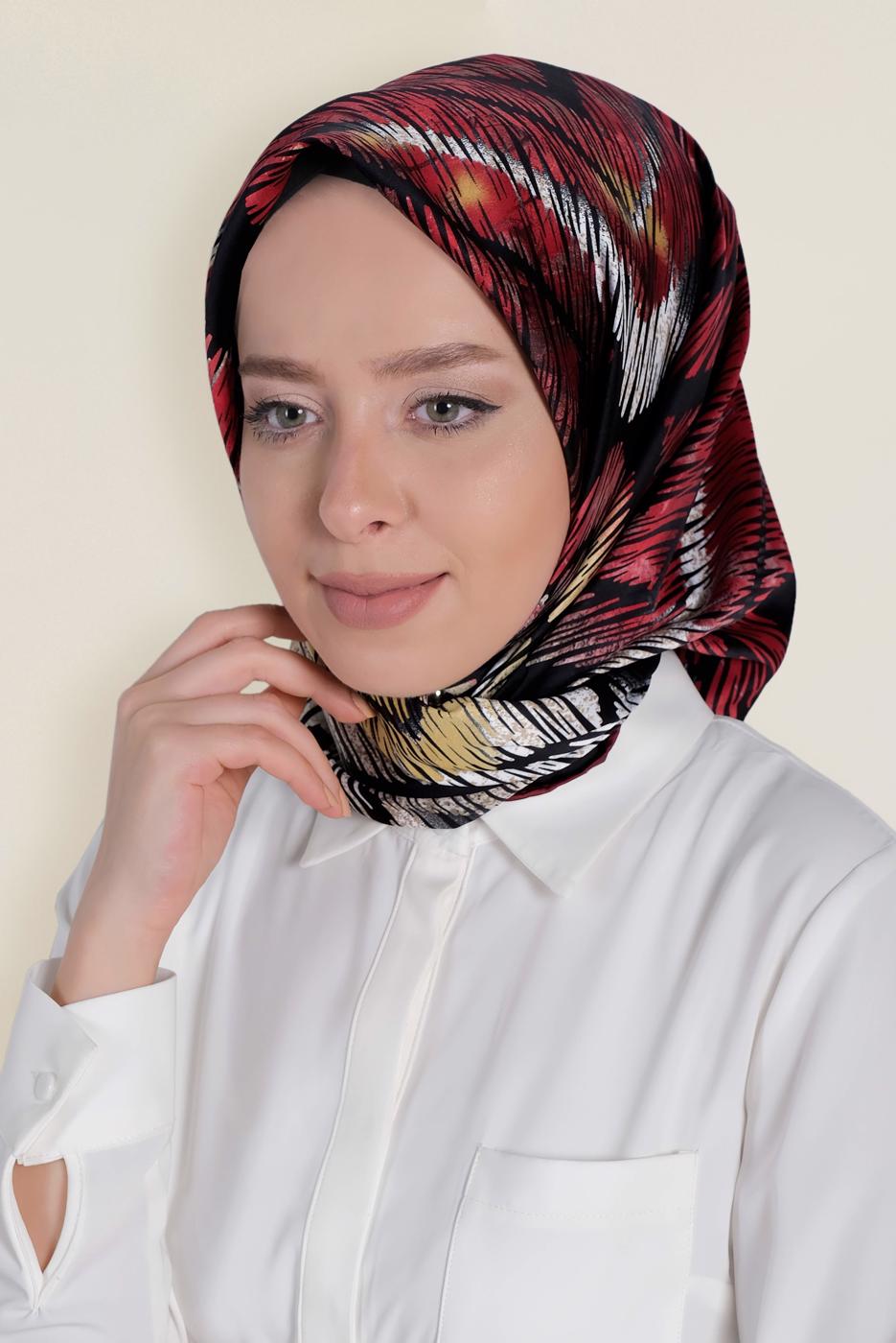 Tesettür giyim SİYAH T 13308-1 ALVİNA DESENLİ EŞARP