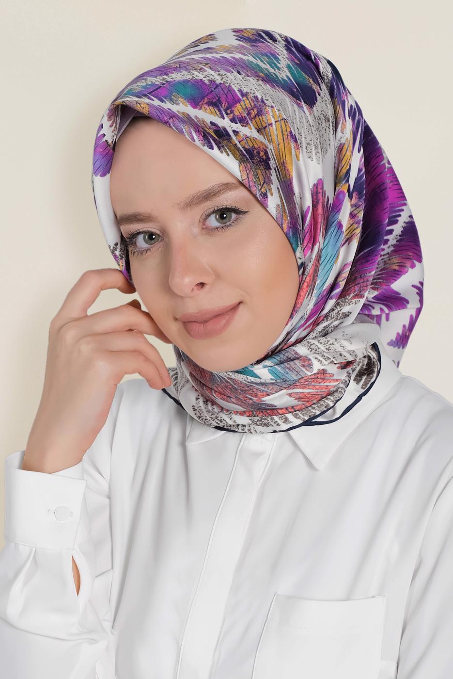 Tesettür giyim BEJ T 13308-1 ALVİNA DESENLİ EŞARP