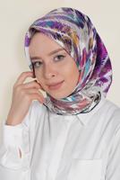 Tesettür giyim BEJ T 13308-1 ALVİNA DESENLİ EŞARP
