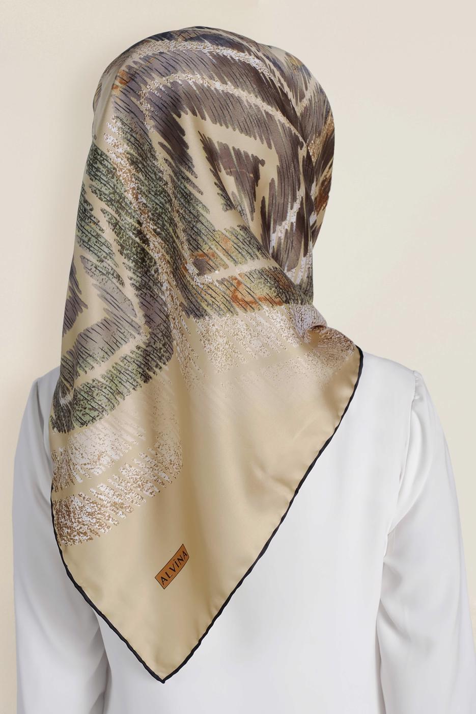 Tesettür giyim ALTIN T 13308-1 ALVİNA DESENLİ EŞARP