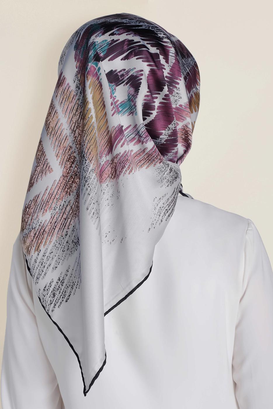 Tesettür giyim GÜMÜŞ T 13308-1 ALVİNA DESENLİ EŞARP