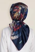 Tesettür giyim LACİVERT T 13308-1 ALVİNA DESENLİ EŞARP