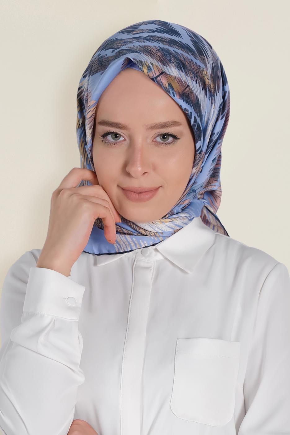 Tesettür giyim LACİVERT T 13308-1 ALVİNA DESENLİ EŞARP