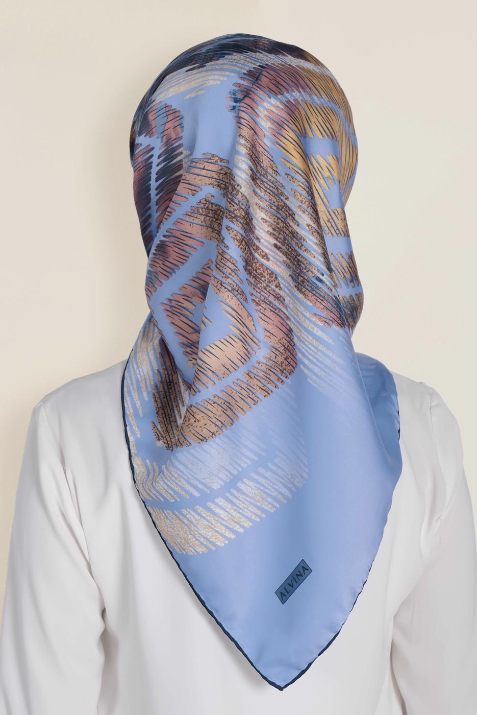 Tesettür giyim LACİVERT T 13308-1 ALVİNA DESENLİ EŞARP