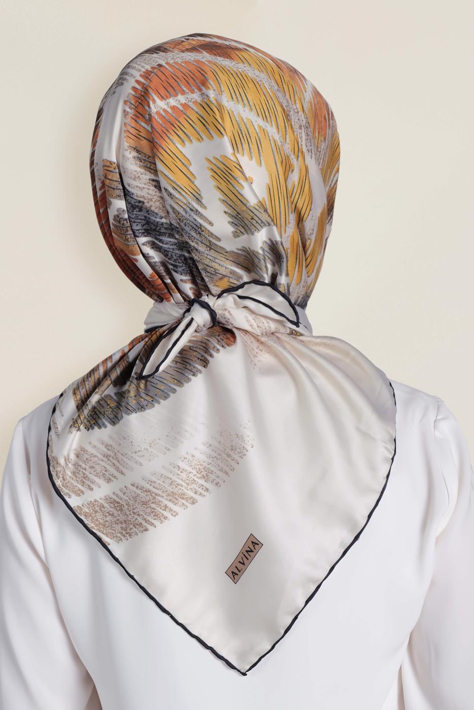 Tesettür giyim VİZON T 13308-1 ALVİNA DESENLİ EŞARP