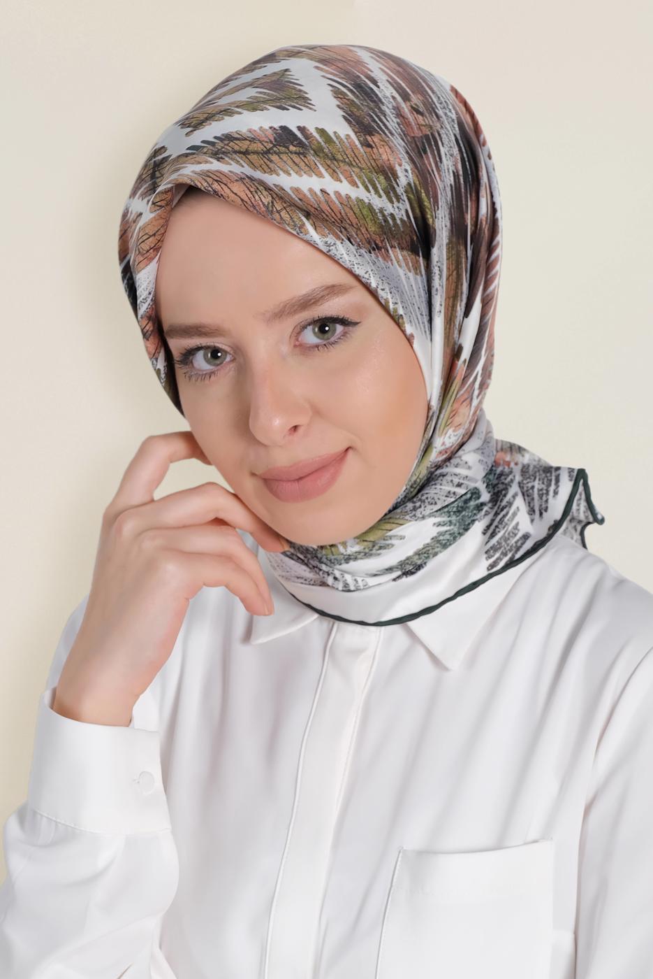 Tesettür giyim KREM T 13308-1 ALVİNA DESENLİ EŞARP