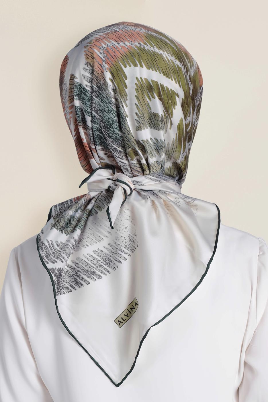 Tesettür giyim KREM T 13308-1 ALVİNA DESENLİ EŞARP