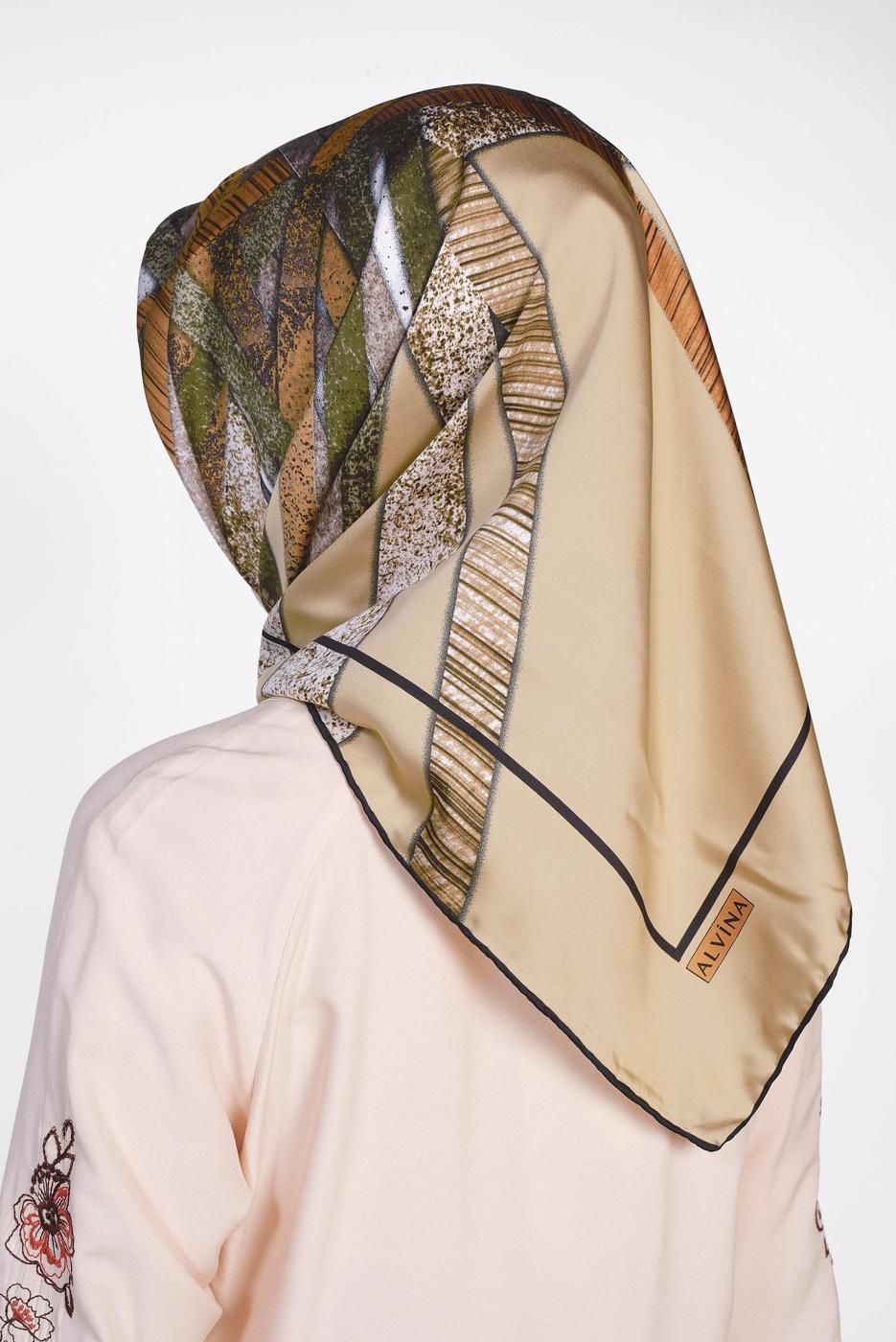 Tesettür giyim ALTIN T 13309-1 ALVİNA DESENLİ EŞARP