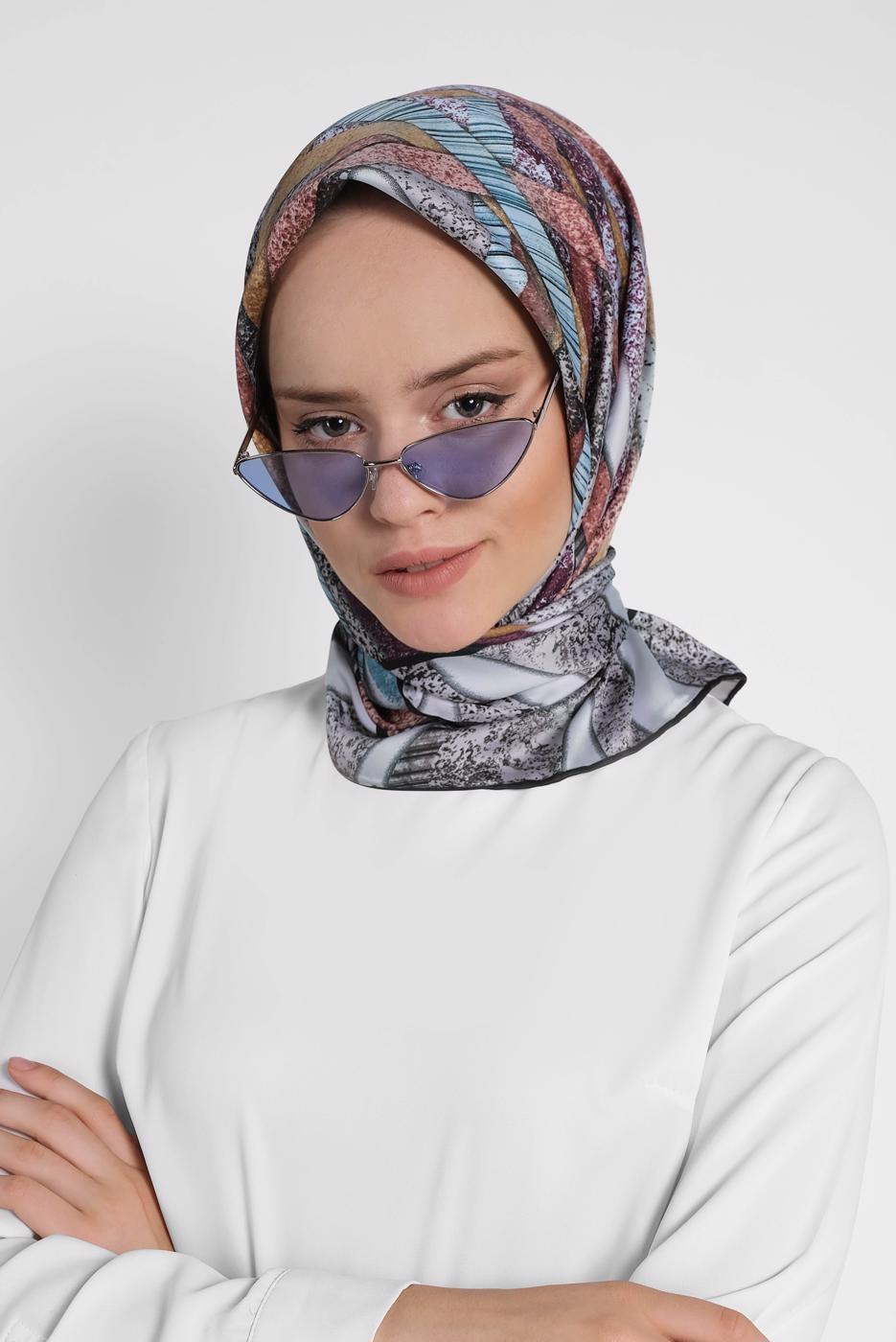 Tesettür giyim GÜMÜŞ T 13309-1 ALVİNA DESENLİ EŞARP