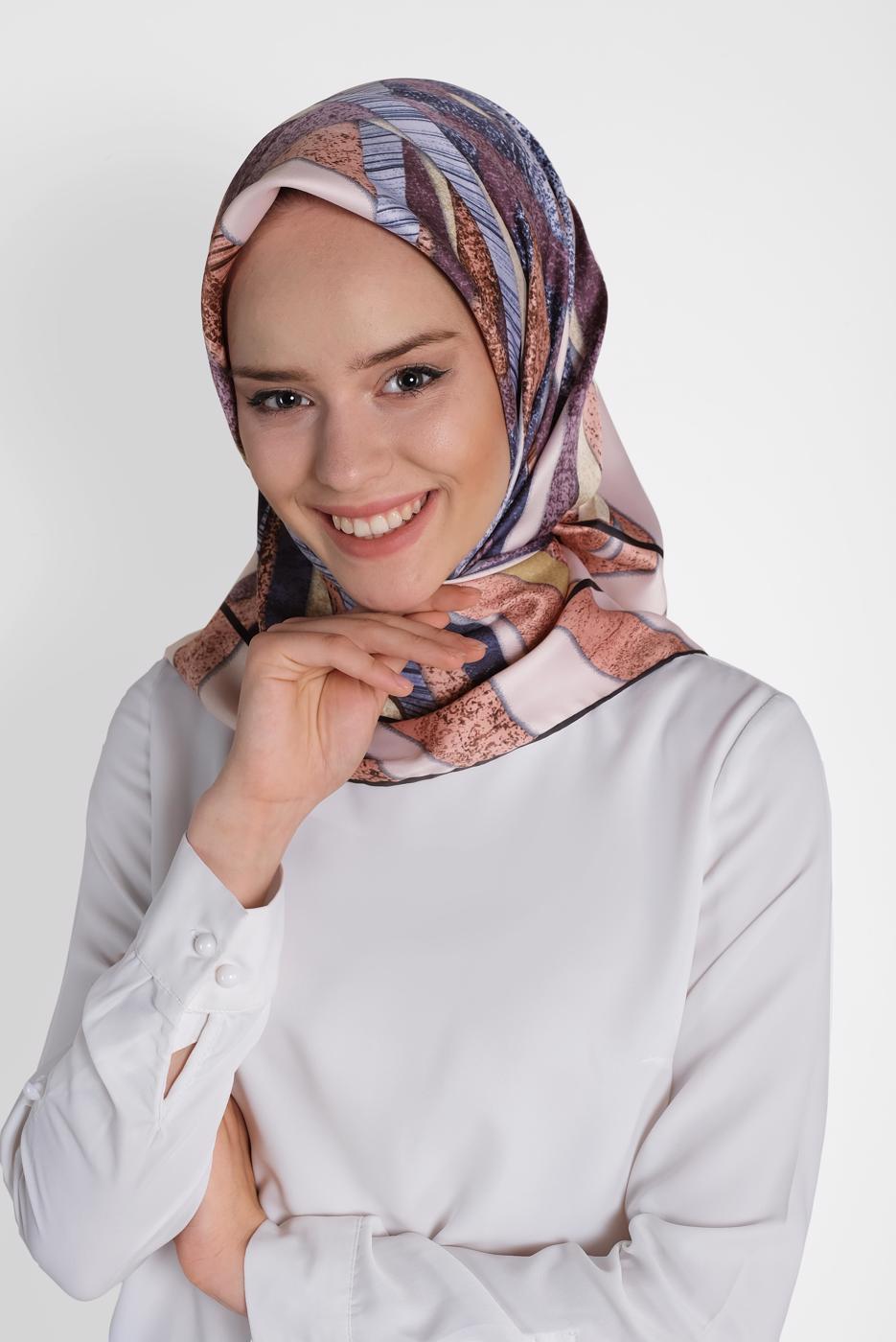 Tesettür giyim PUDRA T 13309-1 ALVİNA DESENLİ EŞARP