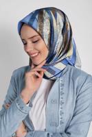 Tesettür giyim LACİVERT T 13309-1 ALVİNA DESENLİ EŞARP