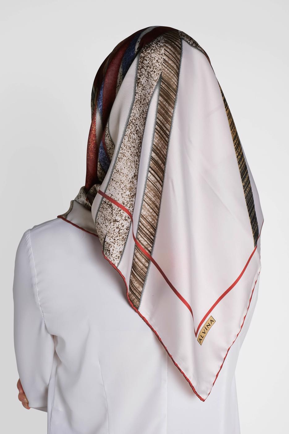 Tesettür giyim BEJ T 13309-1 ALVİNA DESENLİ EŞARP