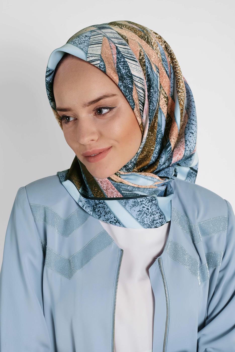 Hijab clothing BLUE T 13309-1 ALVİNA DESENLİ EŞARP