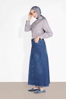 Vêtements hijab BLEU JUPE EN JEAN 2310-1