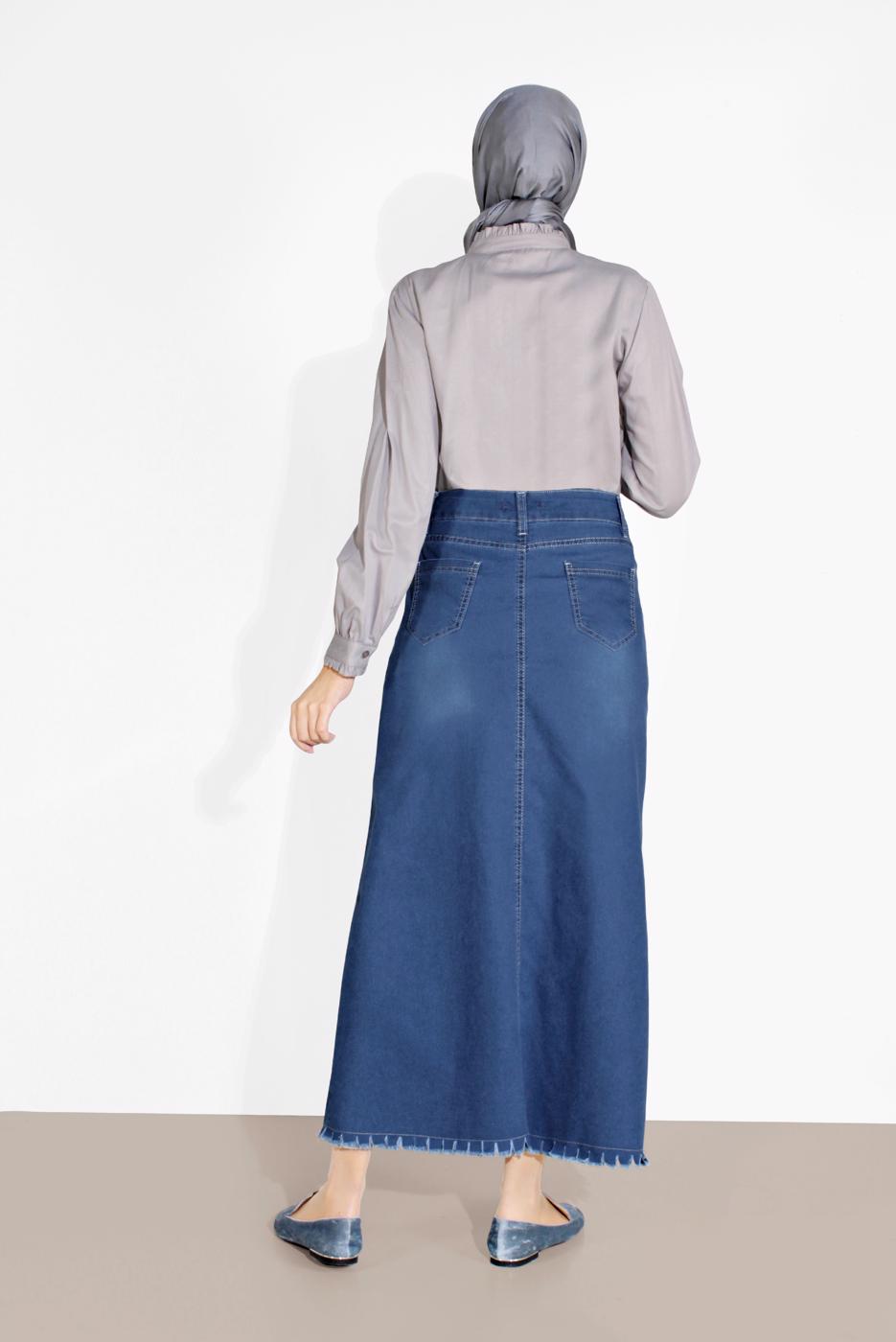 Vêtements hijab BLEU JUPE EN JEAN 2310-1