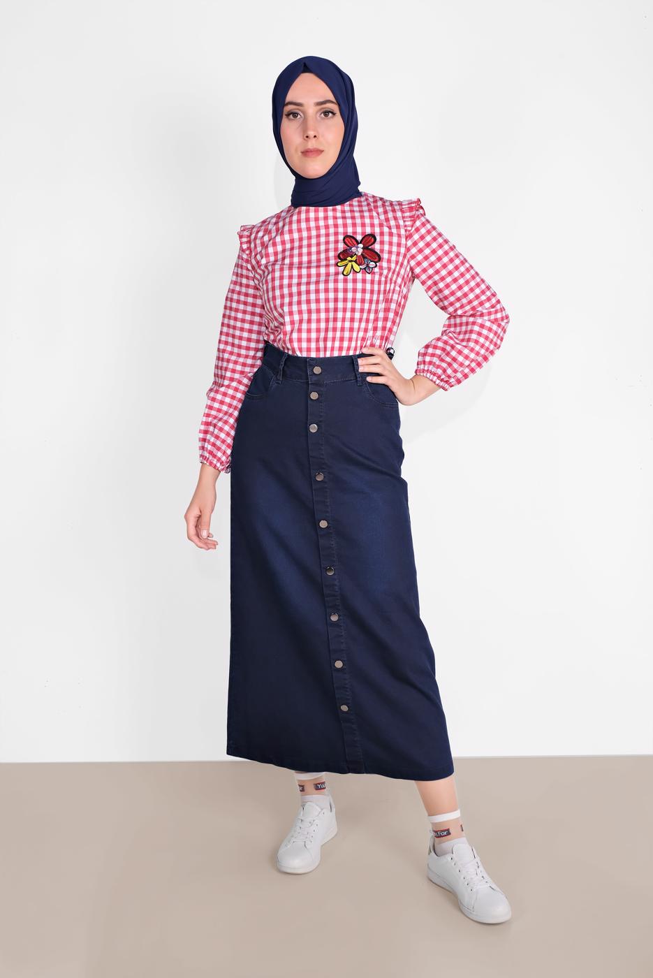 Vêtements hijab BLEU MARINE JUPE EN JEAN 2310-1