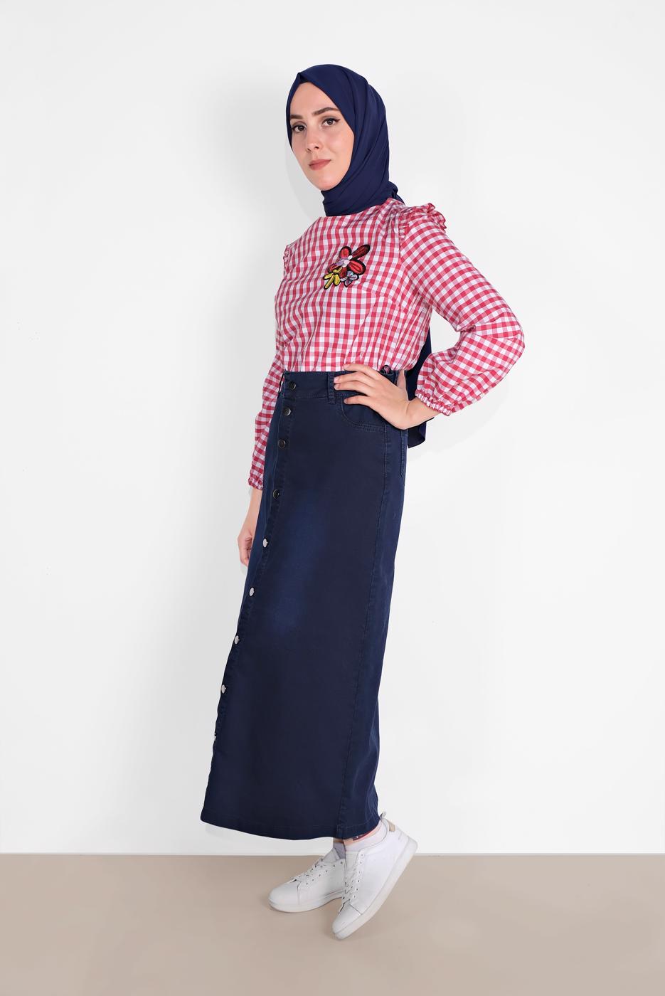 Vêtements hijab BLEU MARINE JUPE EN JEAN 2310-1