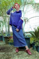 Tesettür giyim LACİVERT ETEK UCU PÜSKÜLLÜ ÇITÇITLI DENİM ETEK 2310-2 