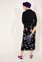 Vêtements hijab NOIR T 7315-1 Çiçek Desenli Jakarlı Etek-Zamane