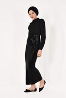 Tesettür giyim SİYAH PUL PAYETLİ UZUN ETEK 91471
