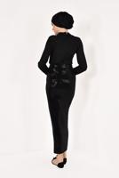 Tesettür giyim SİYAH PUL PAYETLİ UZUN ETEK 91471