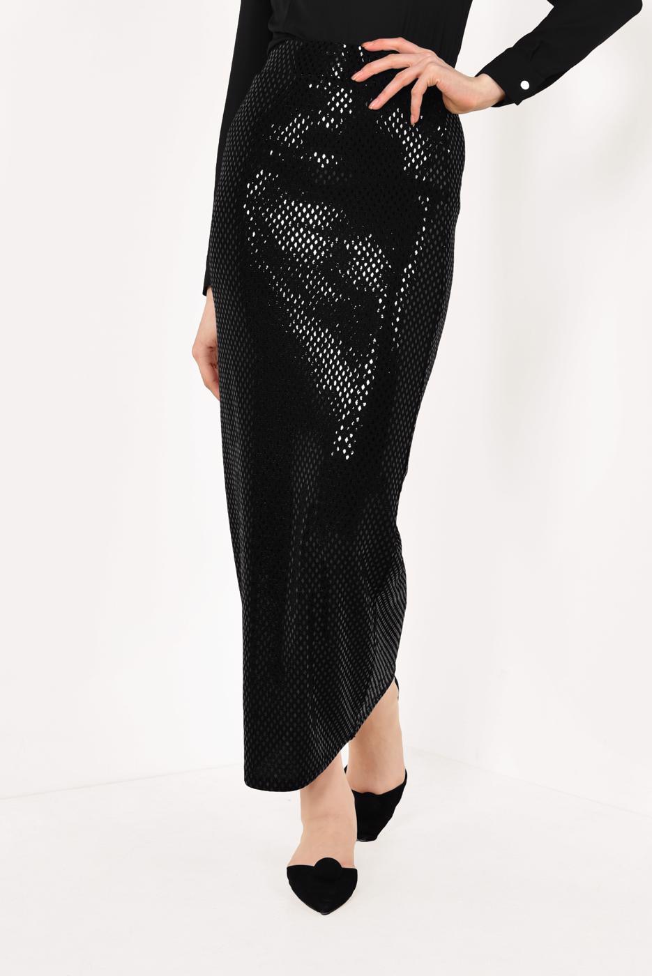 Tesettür giyim SİYAH PUL PAYETLİ UZUN ETEK 91471