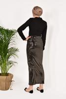 Tesettür giyim KAHVE PUL PAYETLİ UZUN ETEK 91471