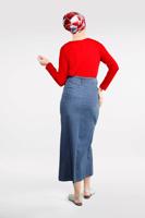 Tesettür giyim MAVİ PAMUKLU DENİM ETEK 0012