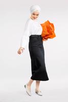 Tesettür giyim SİYAH YÜKSEK BEL DENİM ETEK 0122