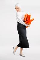 Tesettür giyim SİYAH YÜKSEK BEL DENİM ETEK 0122