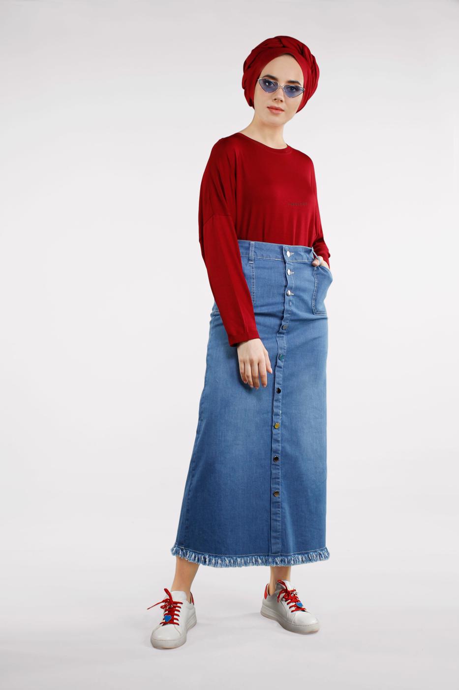 Vêtements hijab BLEU Jupe T 0132