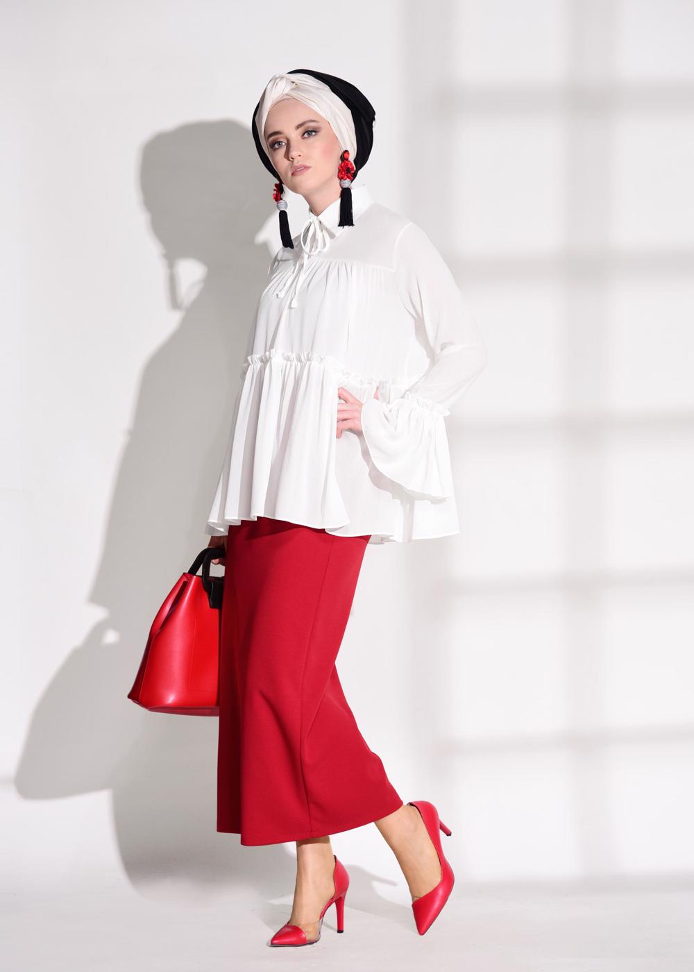 Hijab clothing RED PENCIL SKIRT T 0629 