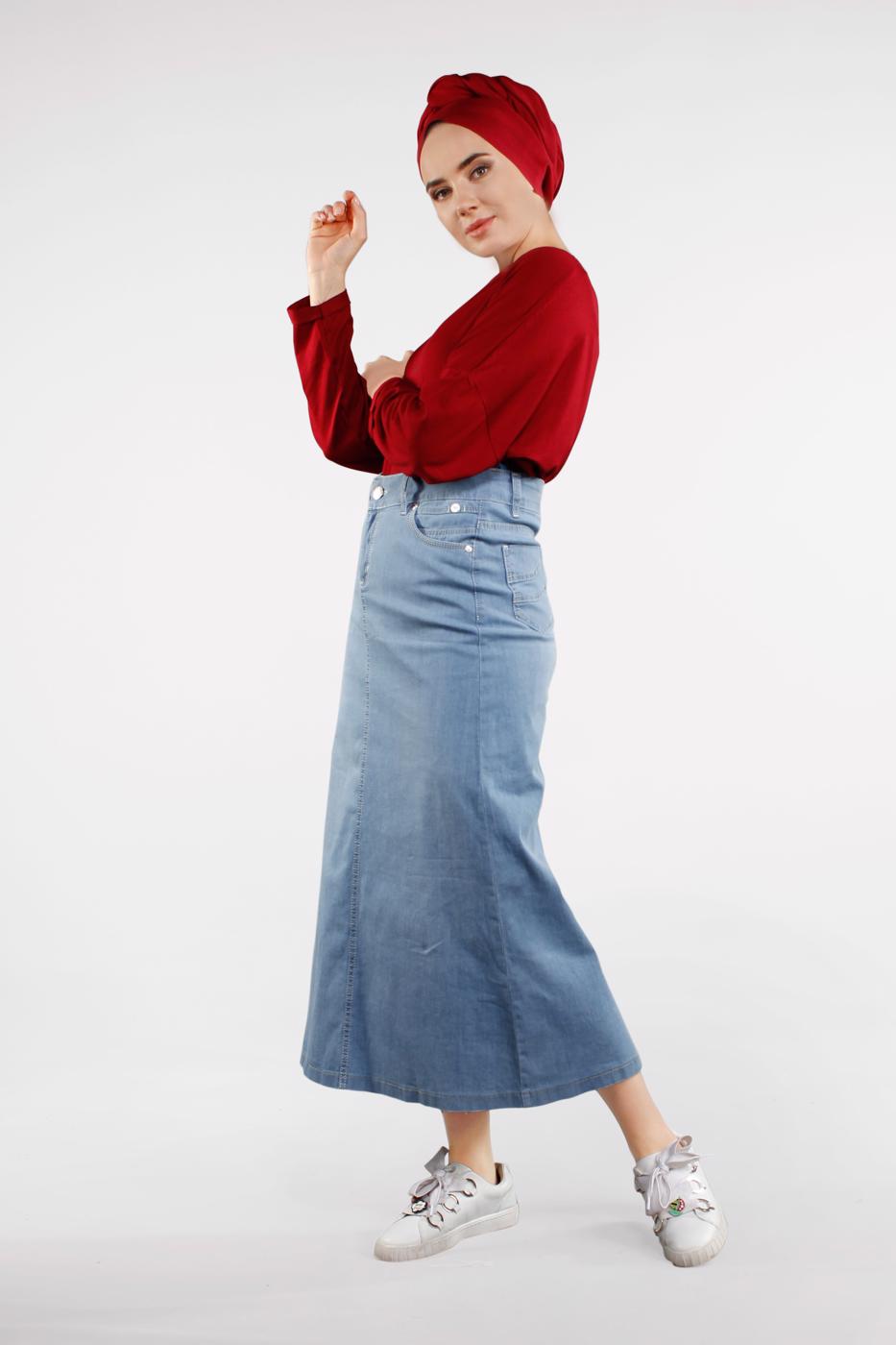 Vêtements hijab BLEU Jupe T 2032