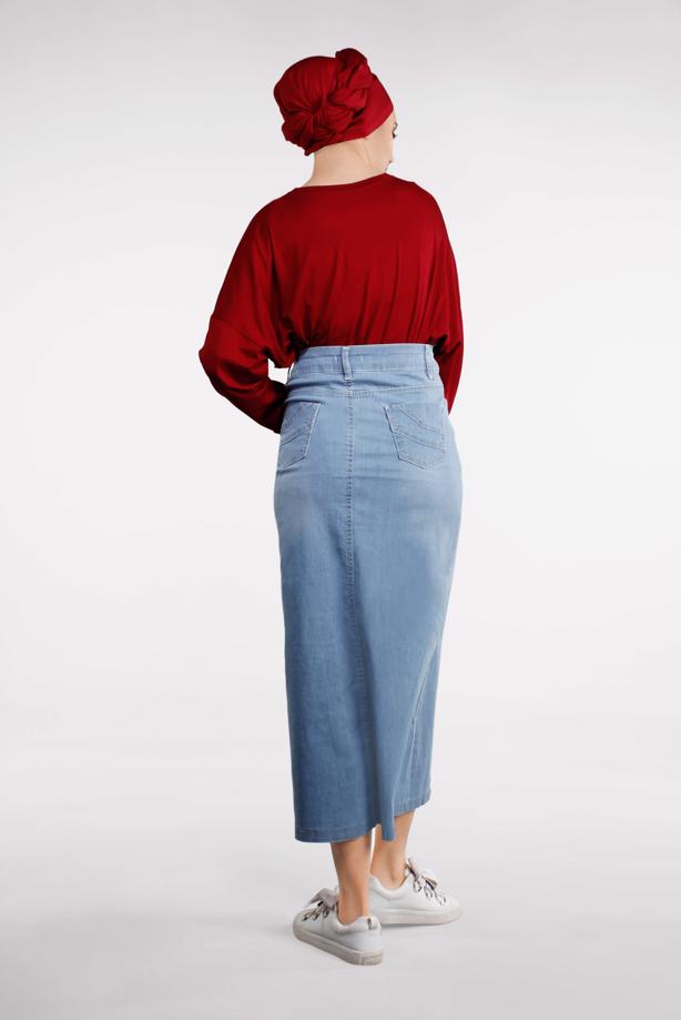 Vêtements hijab  High Waist Pocketed Denim Skirt T 2032  - TRENDTESETTÜR