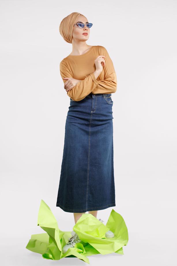 Vêtements hijab  High Waist Pocketed Denim Skirt T 2032  - TRENDTESETTÜR