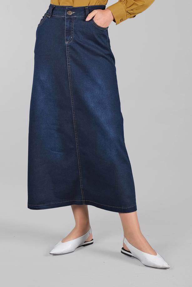 Vêtements hijab  High Waist Pocketed Denim Skirt T 2032  - TRENDTESETTÜR