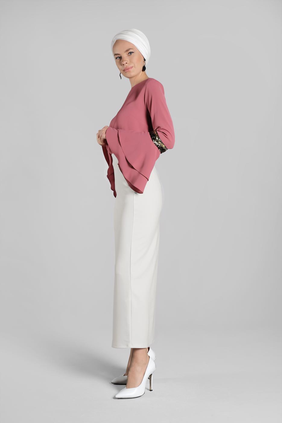 Hijab clothing CREAM High Waist Classic Pencil Skirt T 3912 