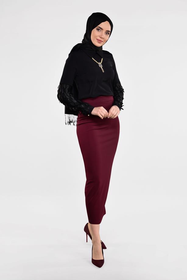 Hijab clothing  High Waist Classic Pencil Skirt T 3912  - TRENDTESETTÜR