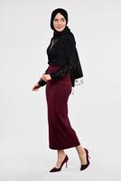 Hijab clothing CLARET RED High Waist Classic Pencil Skirt T 3912 